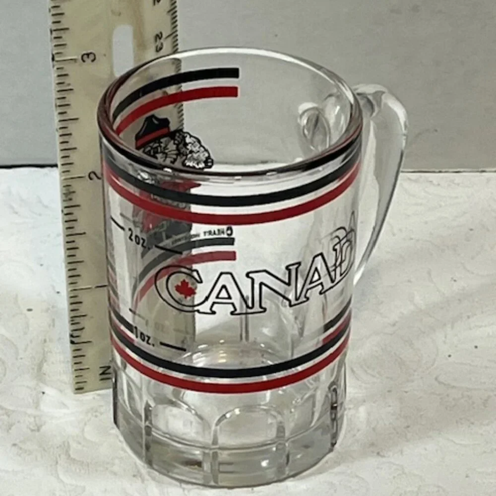 Mini-mug Shot Glass Canada Bear Mountie Red Black 2oz France